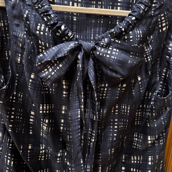 Tory Burch Saffield Blouse, Navy Blue SZ 14 - Picture 4 of 7